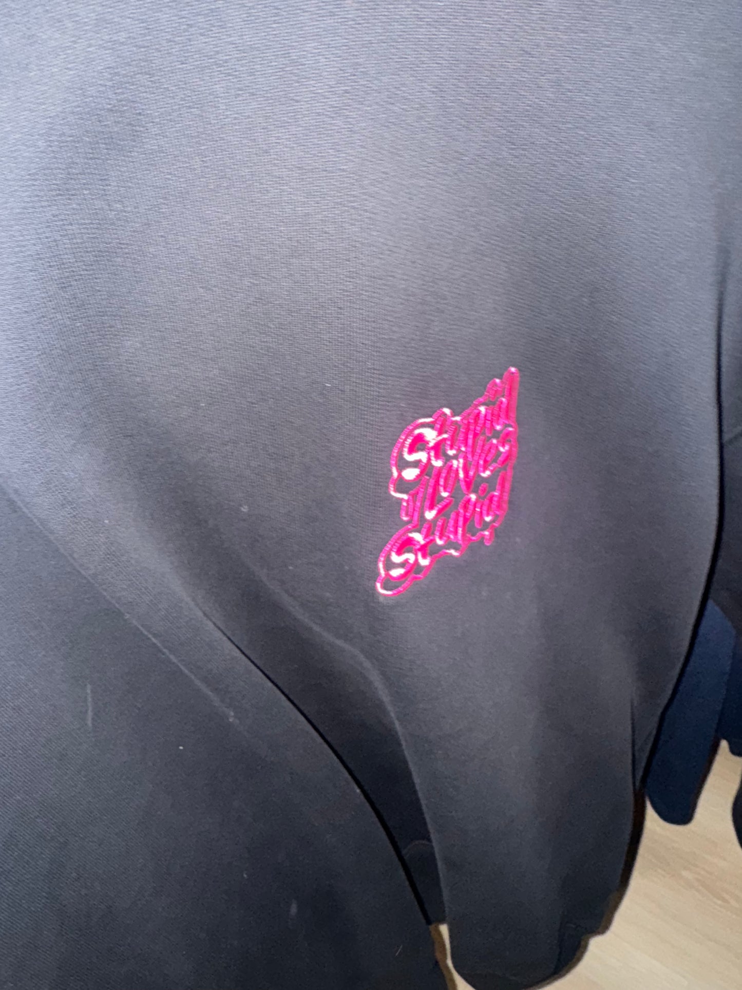STITCHED UP CREW — BLACK / PINK