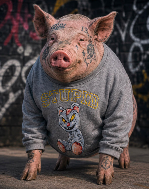 STUPID BEAR CREW — GREY / YELLOW