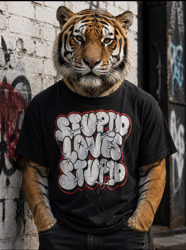 BUBBLE CRACK TEE — WHITE / RED / BLACK